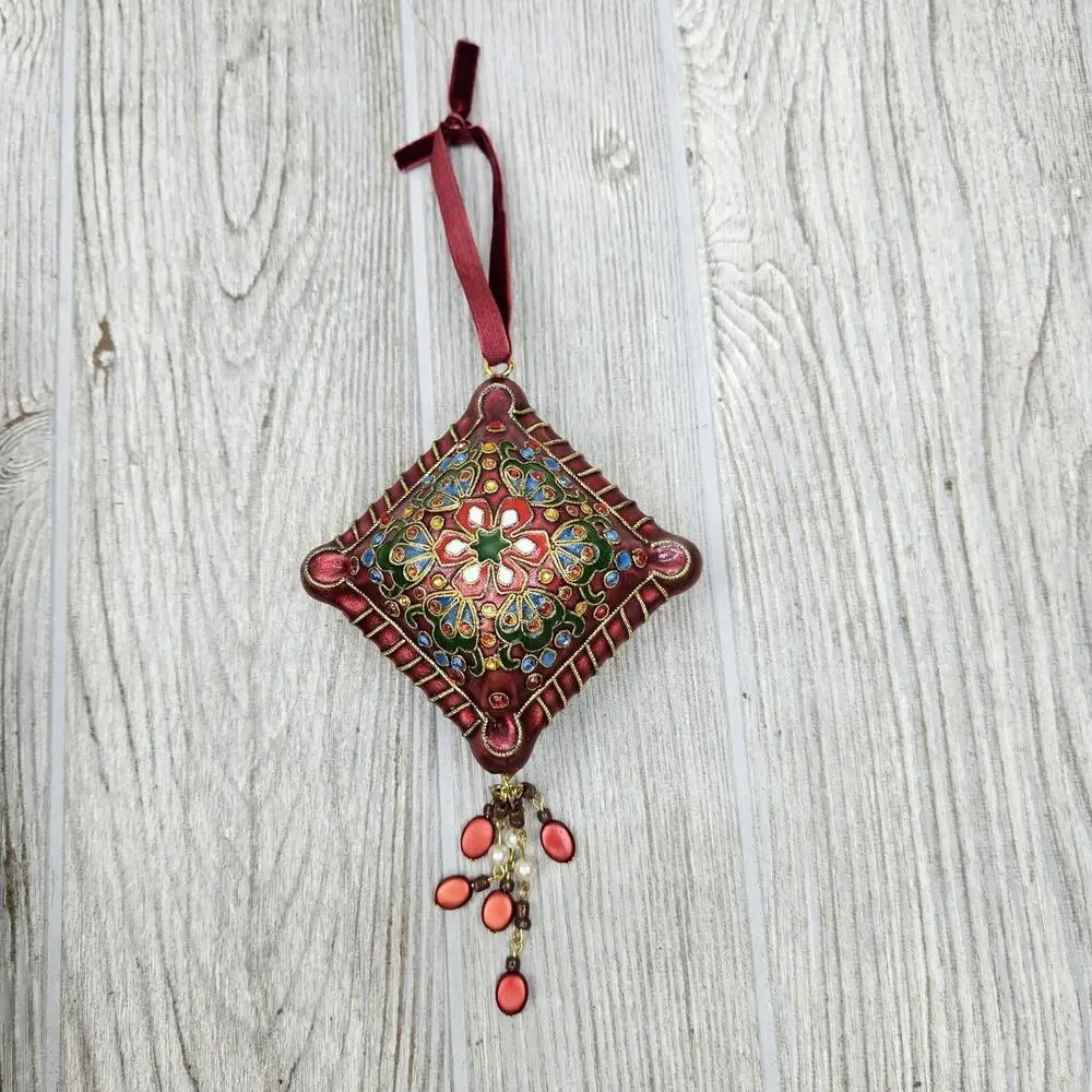 Cloisonne Jeweled‎ Ornament Hanging Decor Ethnic Floral Boho Holiday Christmas